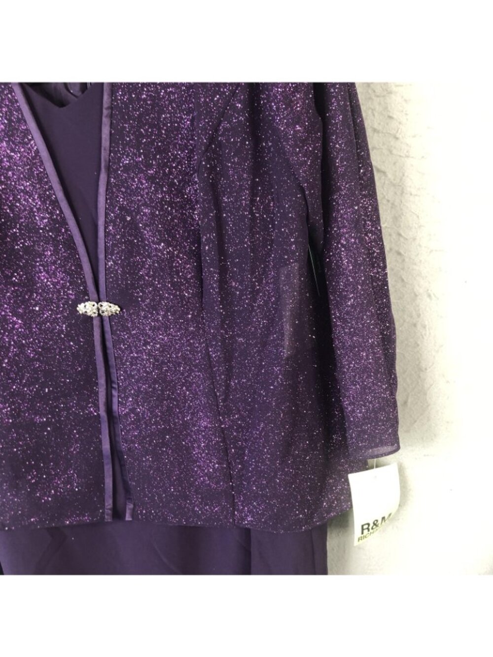 R&M Richards Dress Womens 18W Purple Glitter Jacket 2 Piece Formal Gown Set - Picture 15 of 16